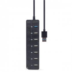 GEMBIRD HUB USB 7-PORTÓW (1 X USB 3.1 + 6 X USB 2.0) Z PRZEŁĄCZNIKAMI, CZARNY-462889