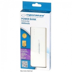 PowerBank Esperanza Radium EMP106WE (8000mAh; microUSB, USB 2.0; kolor biały)-488408