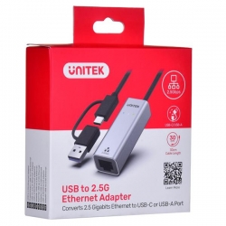 UNITEK ADAPTER USB-A/C - RJ45 2.5G ETHERNET (M/F)-515720