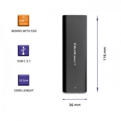 QOLTEC OBUDOWA DO DYSKÓW KIESZEŃ M.2 SATA SSD | NGFF | USB TYP C-536254