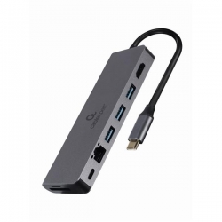 GEMBIRD MULTI ADAPTER USB TYP-C 5W1 HUB, HDMI, CZYTNIK KART, LAN, PD - 100W)-538891