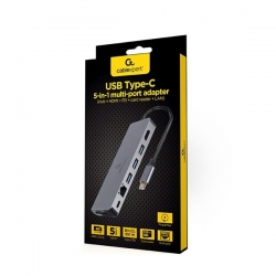 GEMBIRD MULTI ADAPTER USB TYP-C 5W1 HUB, HDMI, CZYTNIK KART, LAN, PD - 100W)-538893