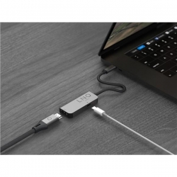 LINQ HUB USB-C ADAPTER 2IN1 (1X HDMI 2.0 4K/60HZ, 1X USB-C PD 100W DO ZASILANIA), PLECIONY KABEL 15 CM-549014